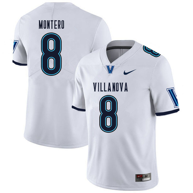 Men #8 Antonio Montero Villanova Wildcats College Football Jerseys Sale-White